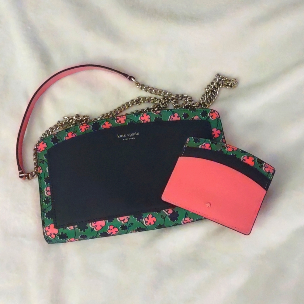 Kate Spade Pink Floral Purse w/card holder